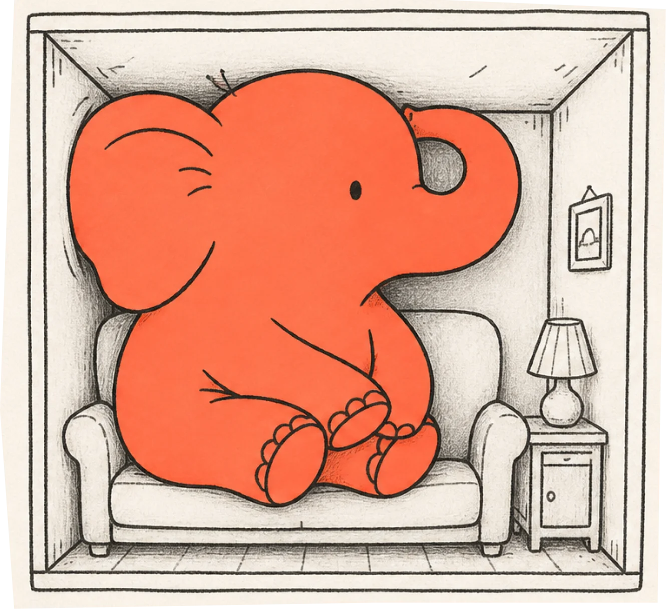 Ellie the elephant, quite literally in the room